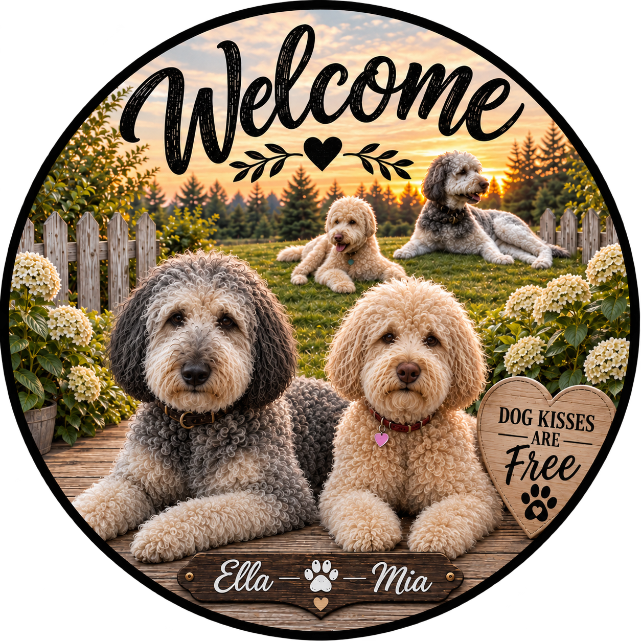 Custom textured metal dog door hanger